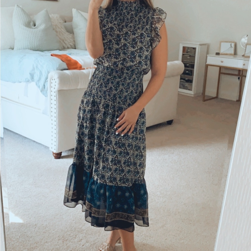 Aqua Floral Blue Dress